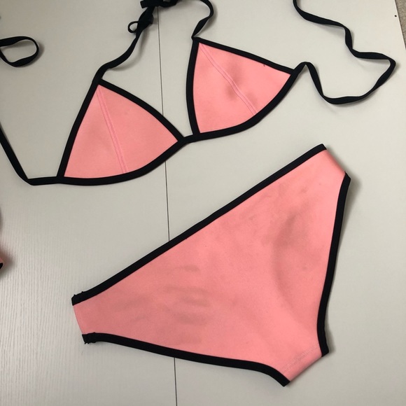 Pink Neoprene Trinagl Bikini - Picture 2 of 5